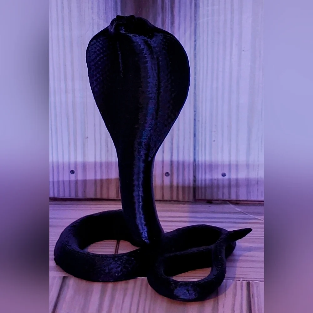 3D Printed Black Cobra Reptile Decor
